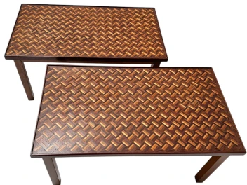 Pair of Mid-Century Modern Side Tables with Mosaic Inlaid Tops, 1960s